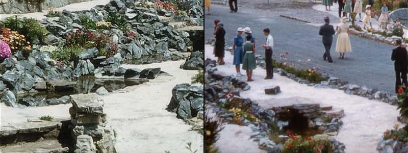 Lost Sunken Rose Garden Pools and Footbridge