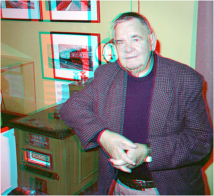 New Zealand radio personality Merv Smith opens '100 years of rail' museum exhibit in Te Awamutu. 3-D Photography by Marc Dawson.